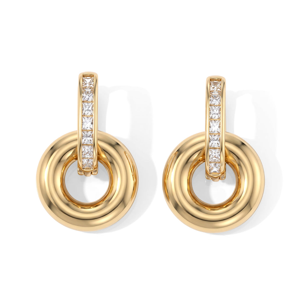 White Cubic Zirconia Fancy Earring Pure Yellow Brass  0.100  Ct._8778342