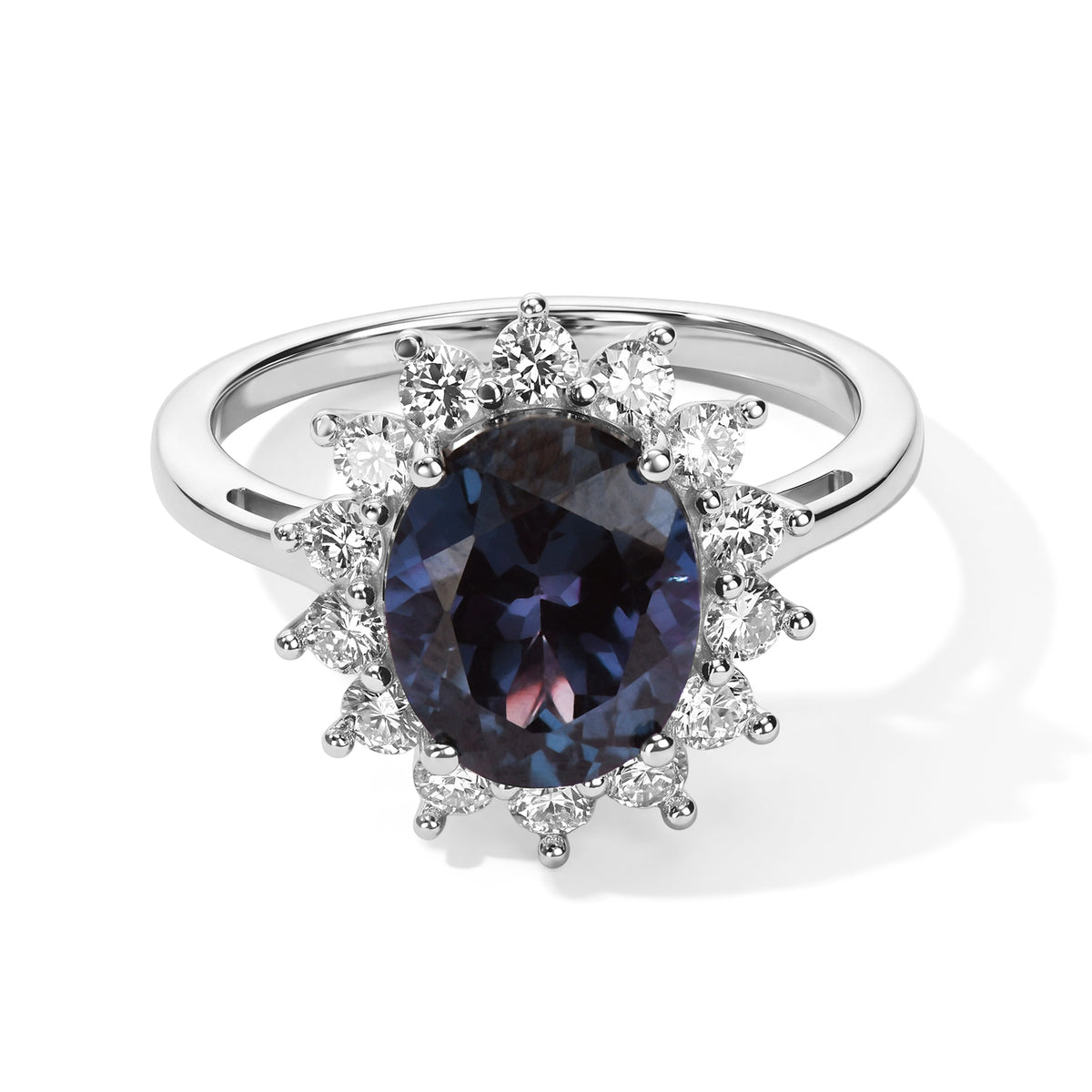 Luxuriant Lab Grown Alexandrite, Lab Grown Diamond Ring in Rhodium OverlaySterling Silver  4.167  Ct. 8778354 0