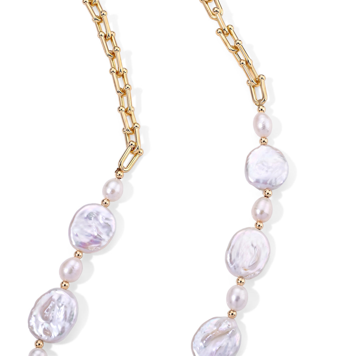 White Fresh Water Pearl &amp; White Keshi Pearl Beads Necklace (Size - 20) with Clasp 80.00 Ct. 8778376 2