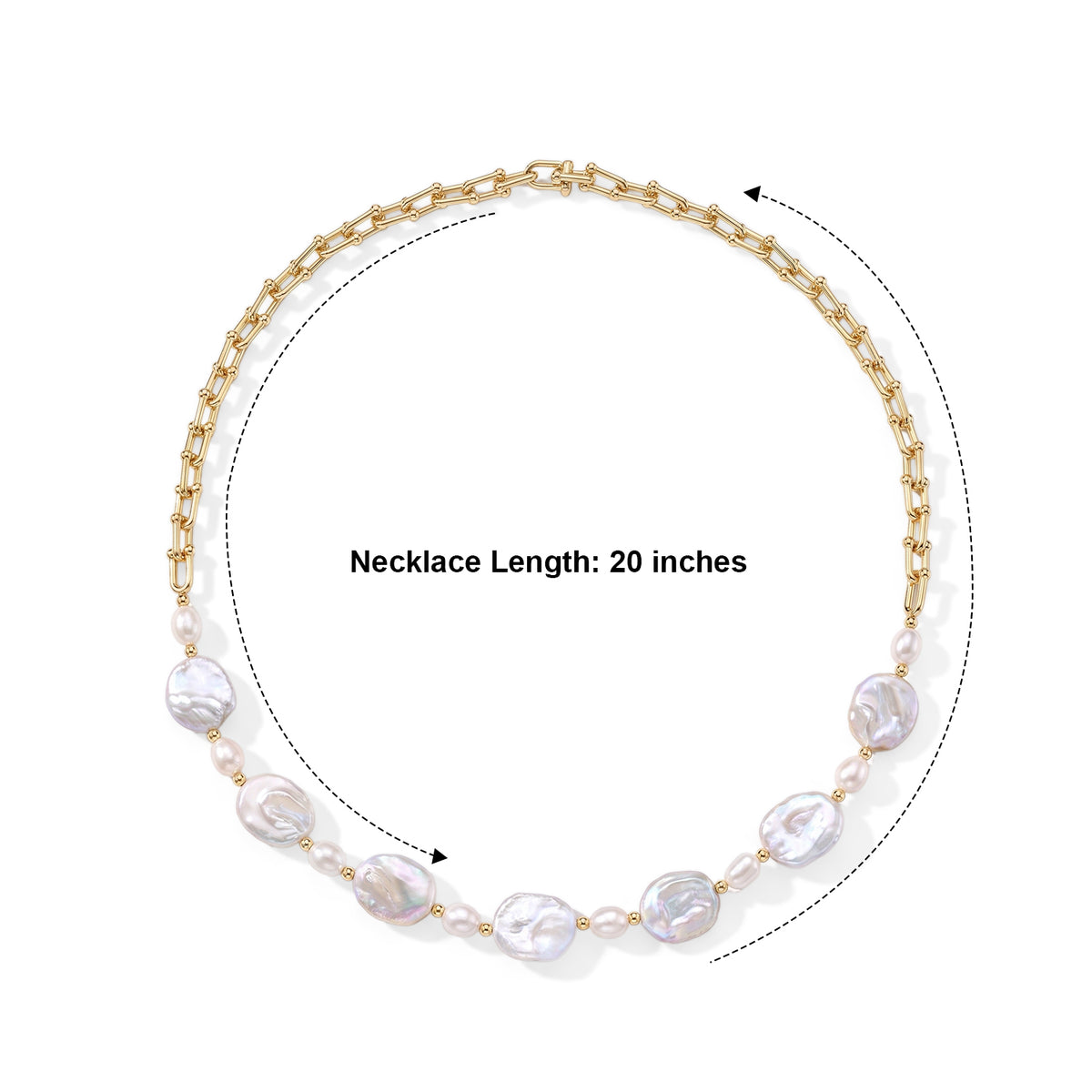 White Fresh Water Pearl &amp; White Keshi Pearl Beads Necklace (Size - 20) with Clasp 80.00 Ct. 8778376 4