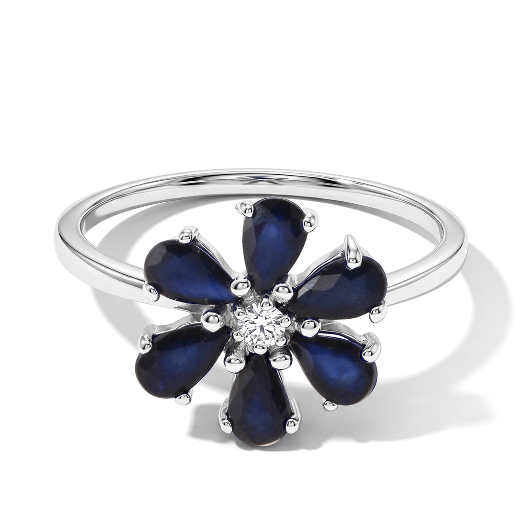 D'joy Diffused Blue Sapphire, Lab Grown Diamond Ring in Platinum OverlaySterling Silver  2.220  Ct._8778381