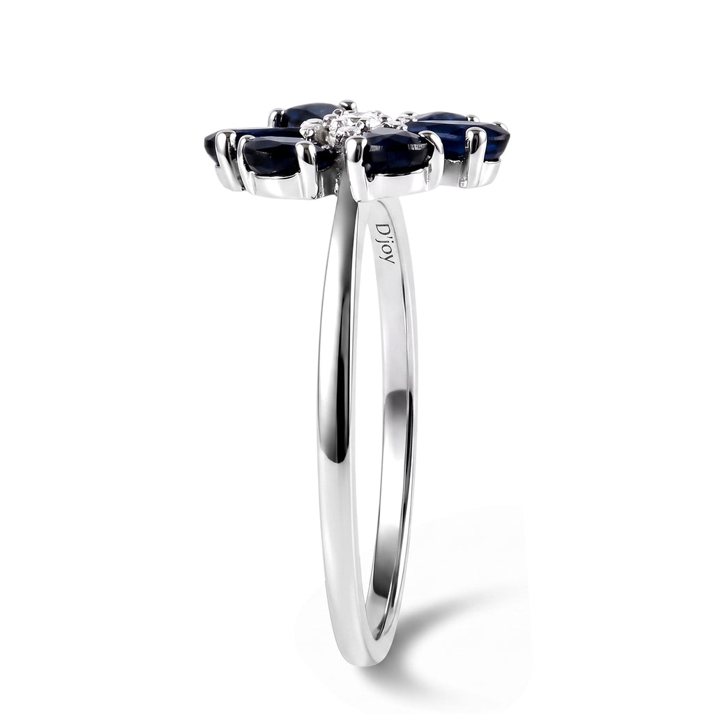 D'joy Diffused Blue Sapphire, Lab Grown Diamond Ring in Platinum OverlaySterling Silver  2.220  Ct._8778381_2