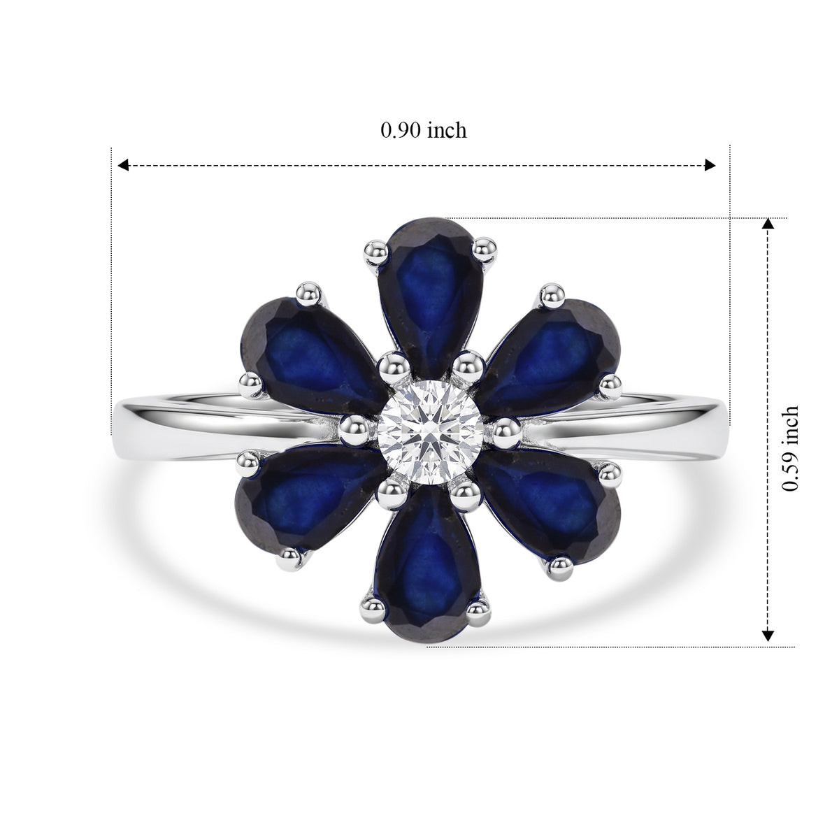 D'joy Diffused Blue Sapphire, Lab Grown Diamond Ring in Platinum OverlaySterling Silver  2.220  Ct. 8778381 3