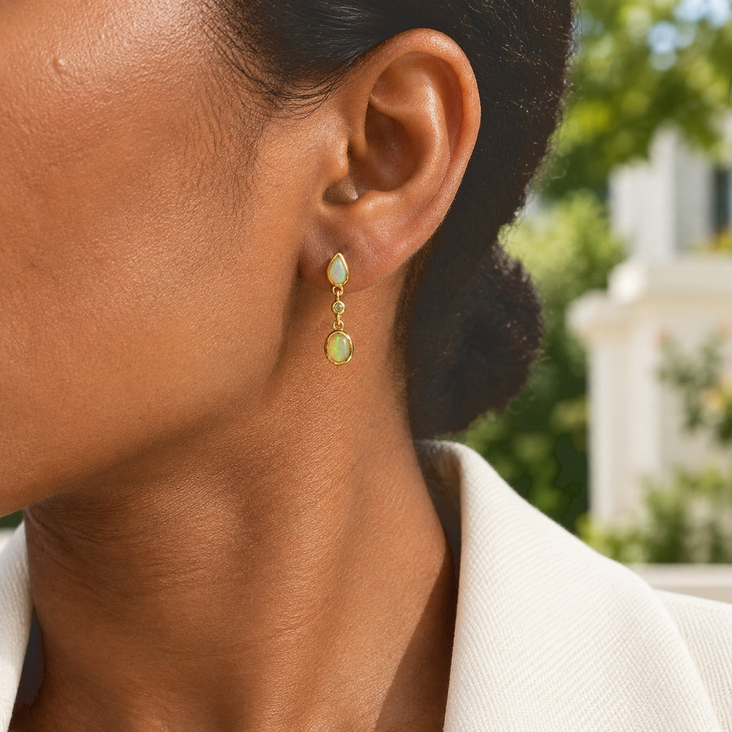Luxuriant Ethiopian Opal, Lab Grown Diamond Dangling Earring Sterling Silver  0.714  Ct._8778505_1