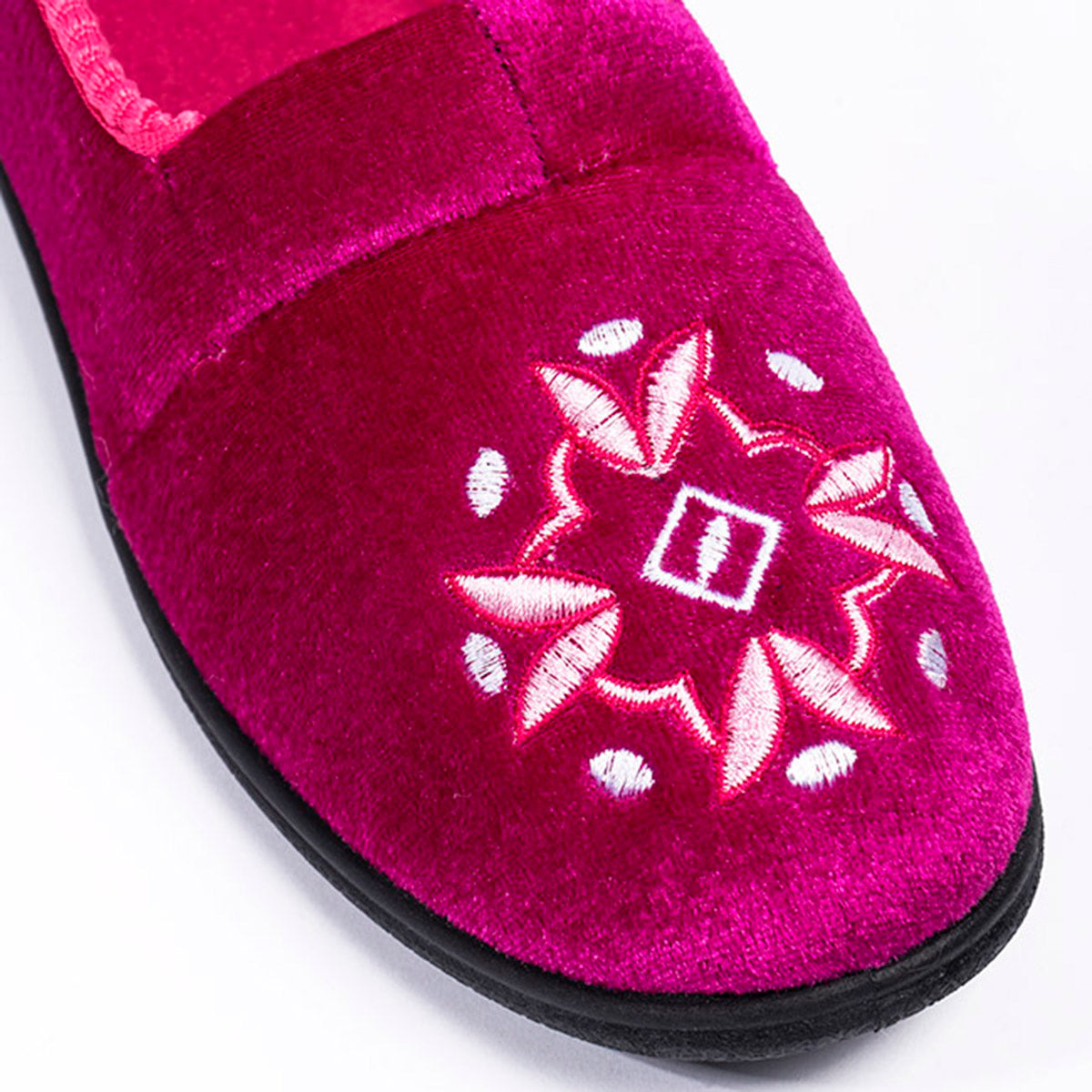 Anya Embroidered Soft Velvet Slip-on Slippers (Size 3) - Fuschia 8778654 3