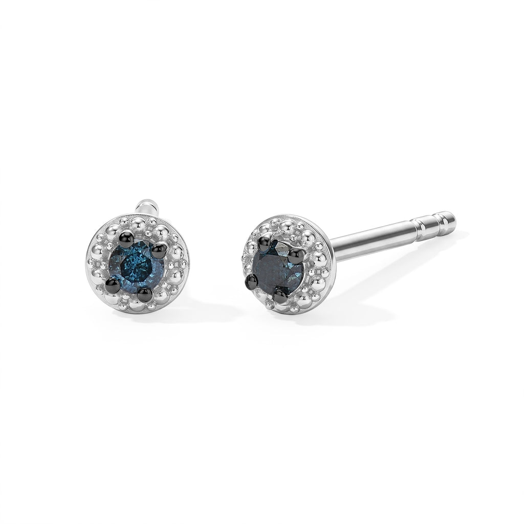 Blue Diamond Solitaire Stud Push Post Earring in Platinum Overlay Sterling Silver_8778816