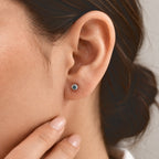 Blue Diamond Solitaire Stud Push Post Earring in Platinum Overlay Sterling Silver_8778816_2