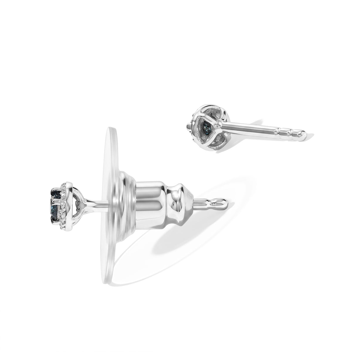 Blue Diamond Solitaire Stud Push Post Earring in Platinum Overlay Sterling Silver 8778816 3