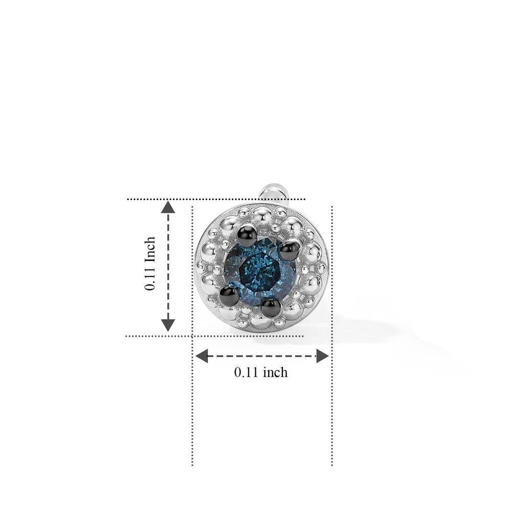 Blue Diamond Solitaire Stud Push Post Earring in Platinum Overlay Sterling Silver_8778816_4