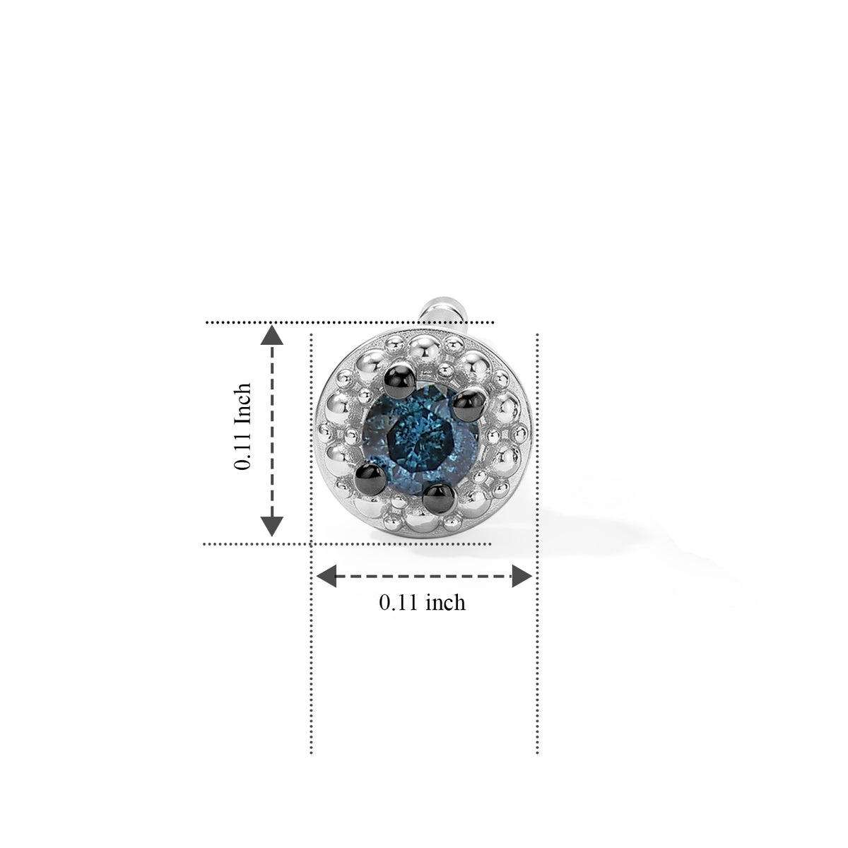 Blue Diamond Solitaire Stud Push Post Earring in Platinum Overlay Sterling Silver 8778816 4
