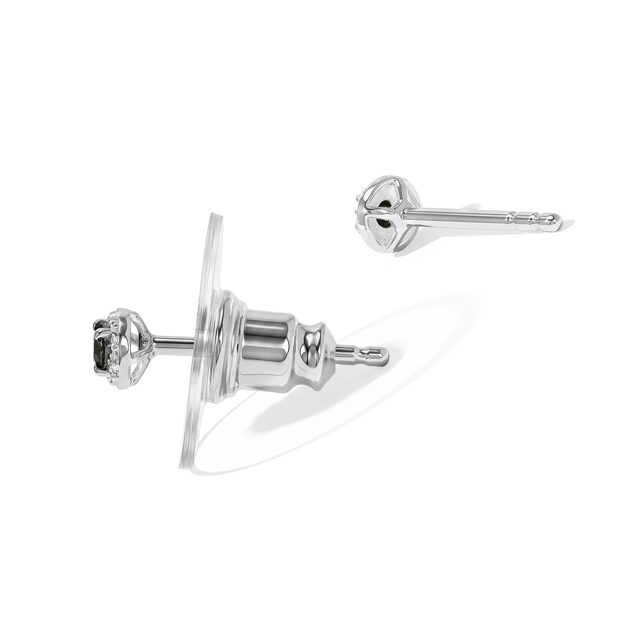 Green Diamond Solitaire Stud Push Post Earring in Platinum Overlay Sterling Silver 8778818 3