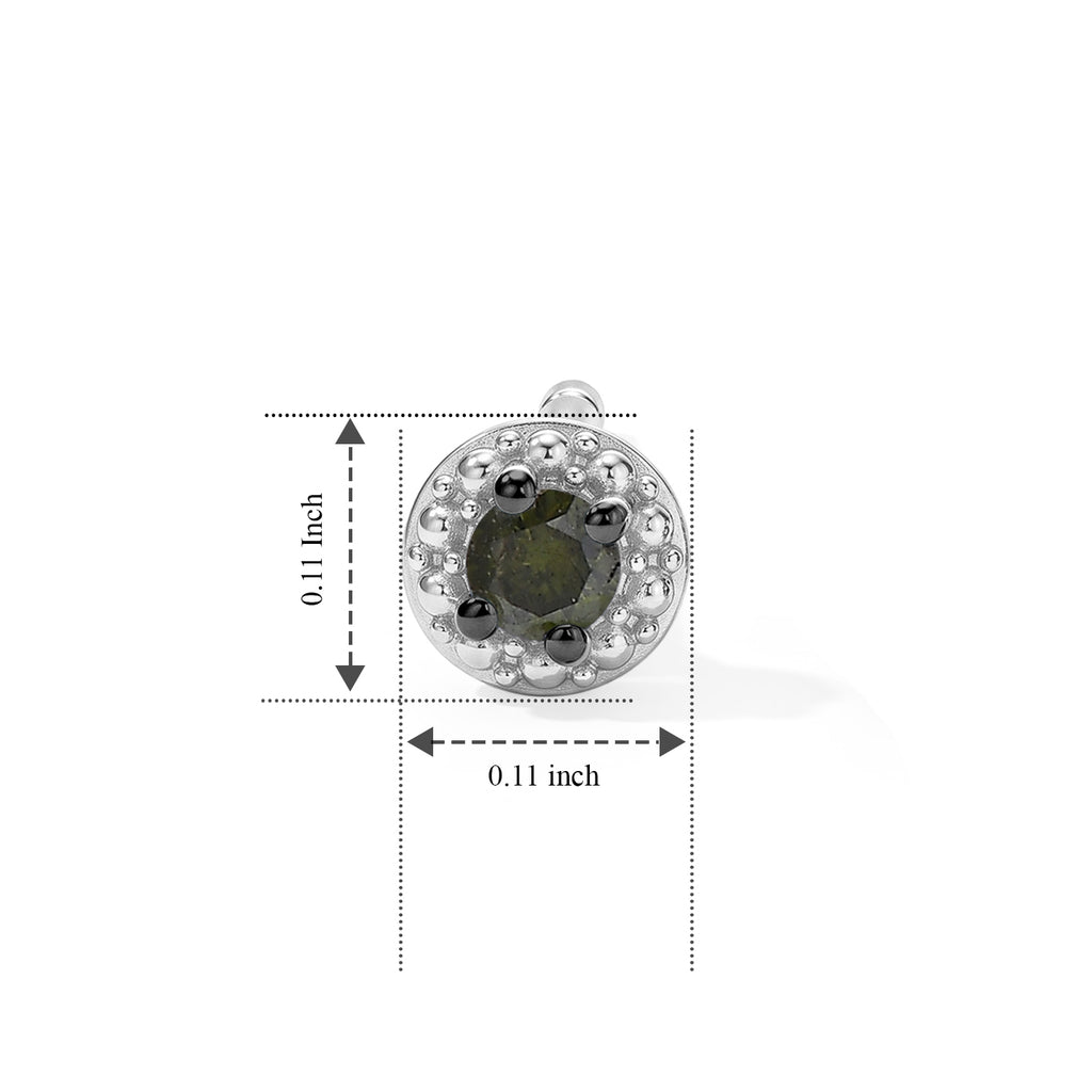 Green Diamond Solitaire Stud Push Post Earring in Platinum Overlay Sterling Silver_8778818_4