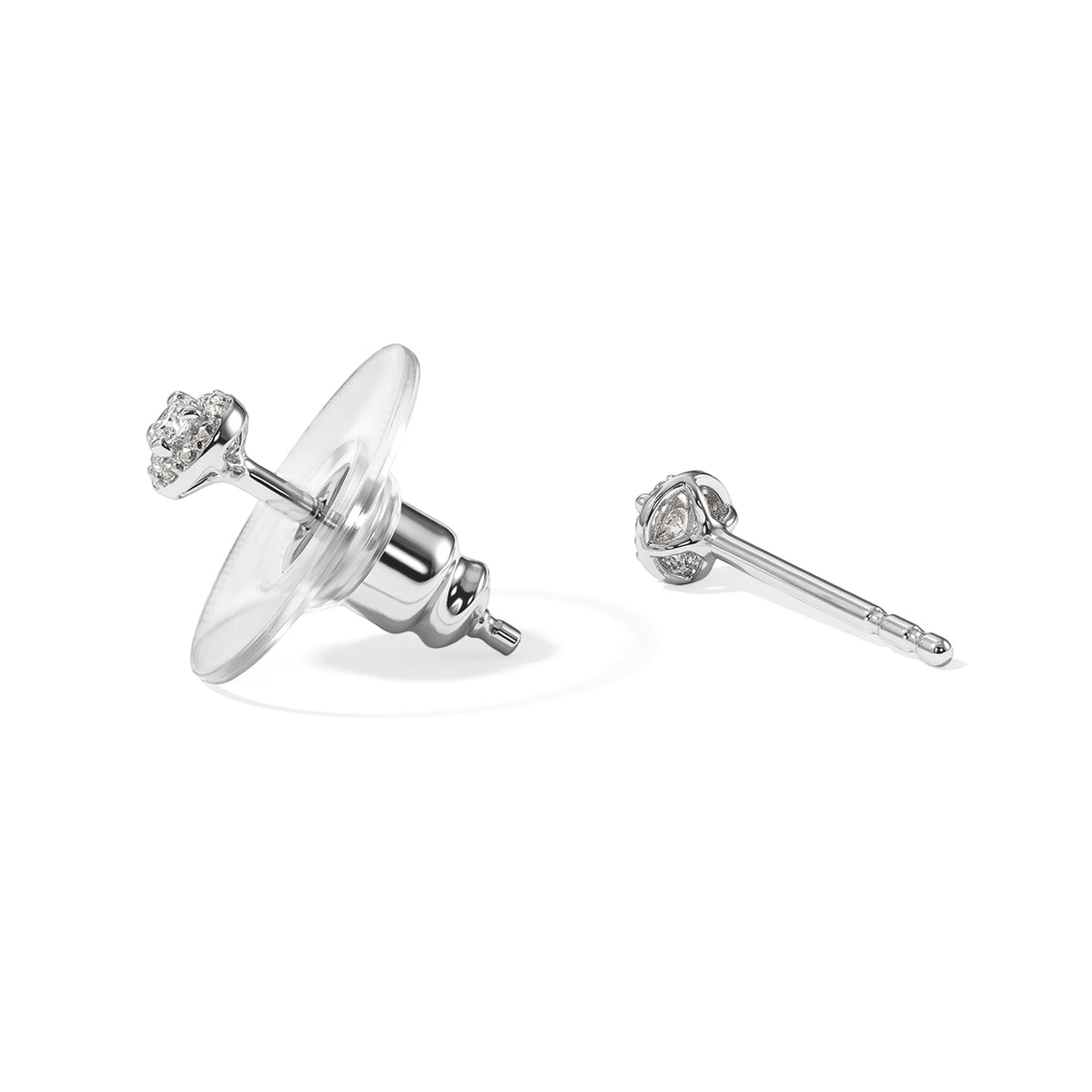 Natural White Diamond Solitaire Stud Push Post Earring in Platinum Overlay Sterling Silver 8778822 3