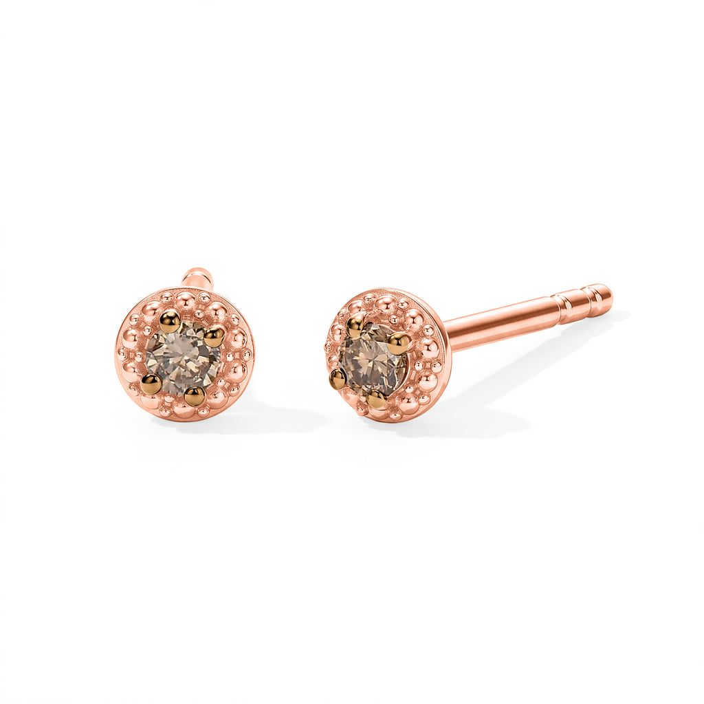Champagne Diamond Solitaire Stud Push Post Earring in Rose Gold Plated Sterling Silver_8778825