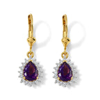 Luxuriant - AAA Zambian Amethyst & Lab Grown Diamond (SI/G-H) Halo Drop Earring with Lever Back in 18K Vermeil Yellow Gold Plated Sterling Silver 1.70 Ct._8779088