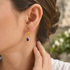 Luxuriant - AAA Zambian Amethyst & Lab Grown Diamond (SI/G-H) Halo Drop Earring with Lever Back in 18K Vermeil Yellow Gold Plated Sterling Silver 1.70 Ct._8779088_1