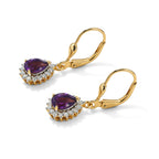 Luxuriant - AAA Zambian Amethyst & Lab Grown Diamond (SI/G-H) Halo Drop Earring with Lever Back in 18K Vermeil Yellow Gold Plated Sterling Silver 1.70 Ct._8779088_3