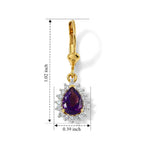 Luxuriant - AAA Zambian Amethyst & Lab Grown Diamond (SI/G-H) Halo Drop Earring with Lever Back in 18K Vermeil Yellow Gold Plated Sterling Silver 1.70 Ct._8779088_4