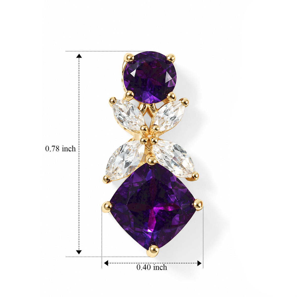 D'Joy - AAA Zambian Amethyst &amp; White Zircon Dangling Earring with Push Post in Yellow Gold Plated Sterling Silver 5.37 Ct. 8779091 4