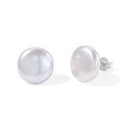 D'Joy - White Keshi Pearl Stud Earring with Push Back in Rhodium Overlay Sterling Silver 10.00 Ct._8779514