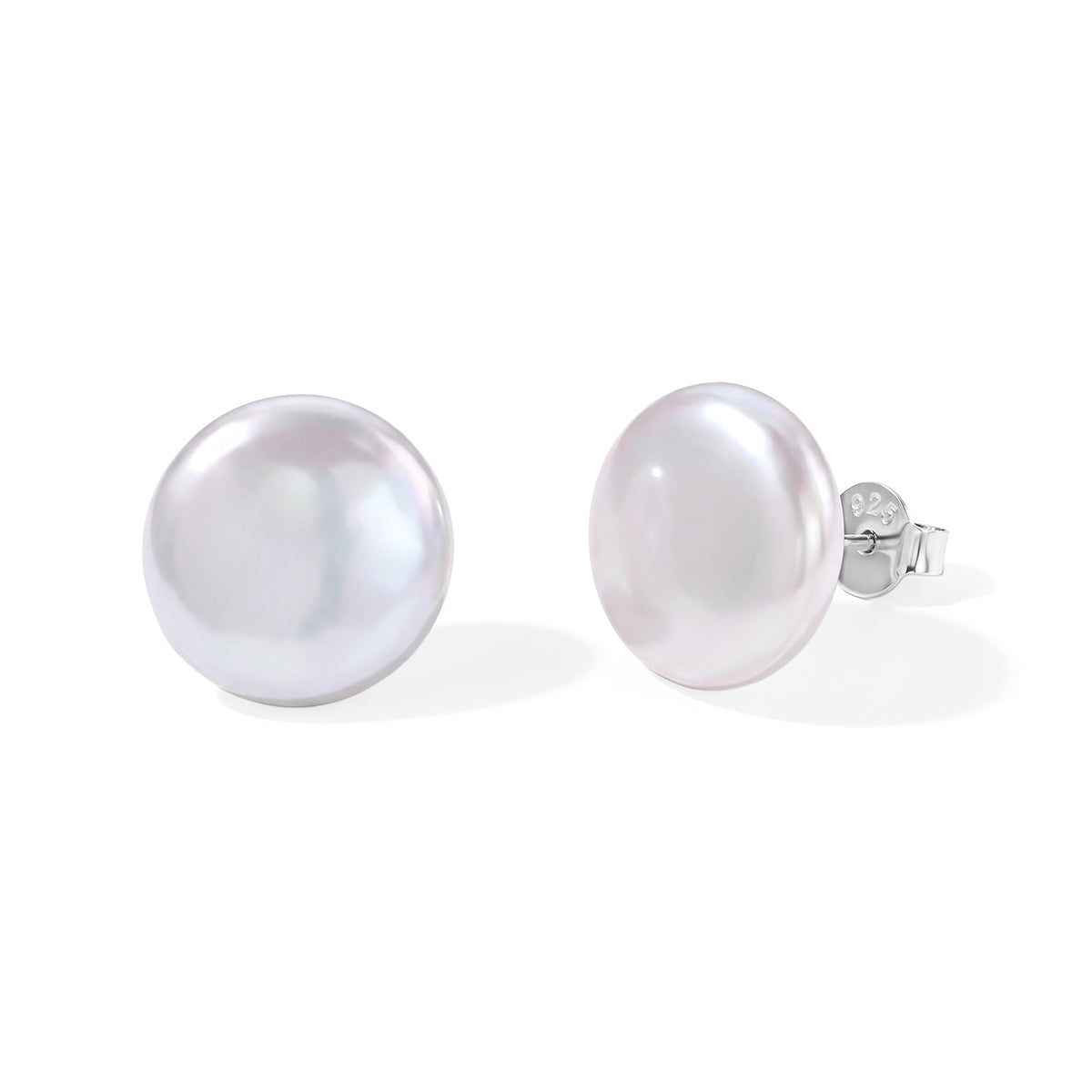 D'Joy - White Keshi Pearl Stud Earring with Push Back in Rhodium Overlay Sterling Silver 10.00 Ct. 8779514 0