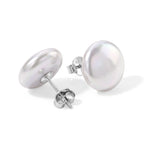 D'Joy - White Keshi Pearl Stud Earring with Push Back in Rhodium Overlay Sterling Silver 10.00 Ct._8779514_2