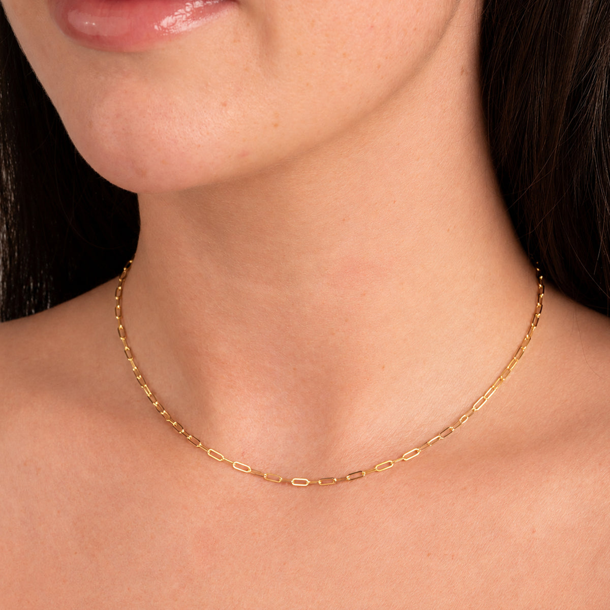 9K Yellow Gold High Finish Paperclip Chain with Spring Ring Clasp 18 Inch 8779865 2