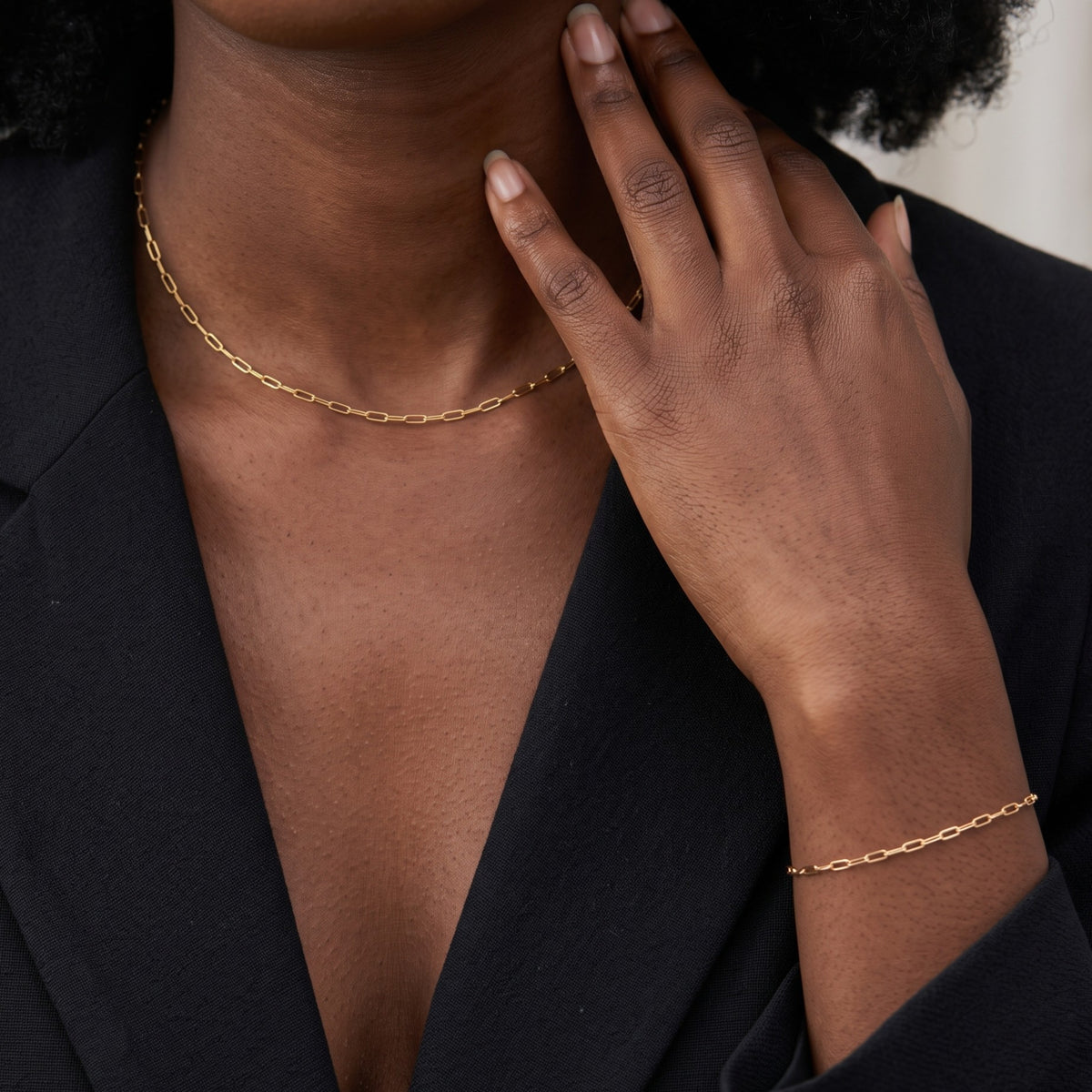 9K Yellow Gold High Finish Paperclip Chain with Spring Ring Clasp 18 Inch 8779865 4