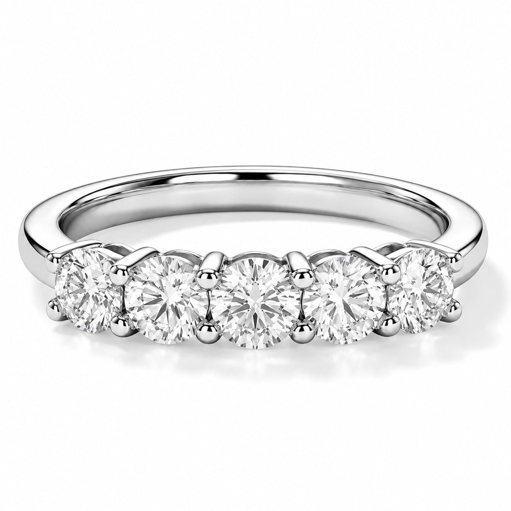 950 Platinum SGL Certified White Diamond 5 Stone Ring 1.00 Ct, Platinum Wt. 4.00 Gms_8780020