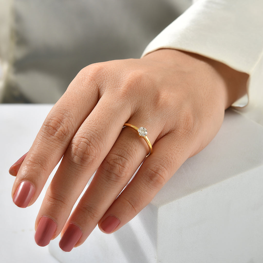 D'Joy - Lab Grown Diamond Cluster Ring in Yellow Gold Plated Sterling Silver_8780221_1