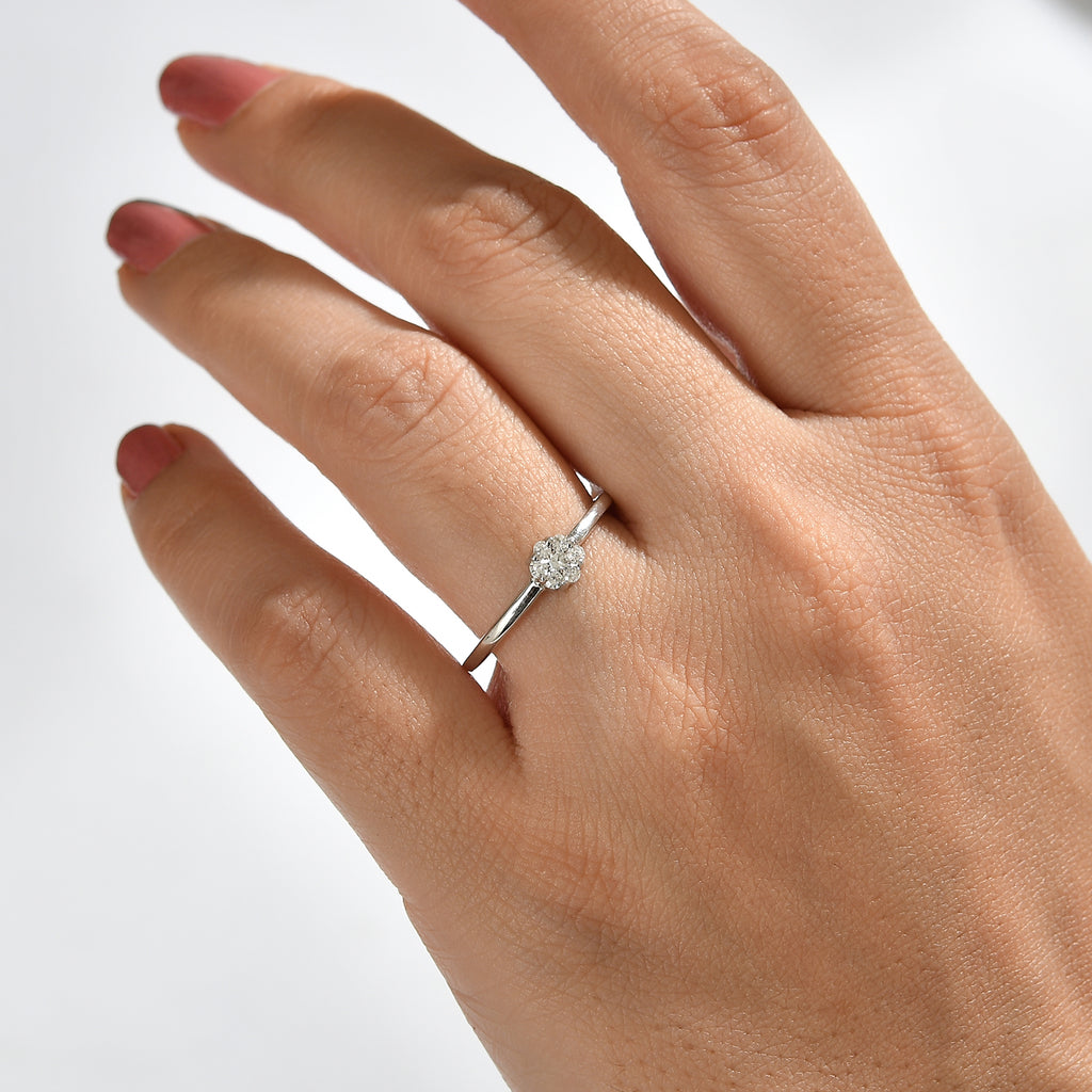 D'Joy - Lab Grown Diamond Cluster Ring in Platinum Overlay Sterling Silver_8780373_2