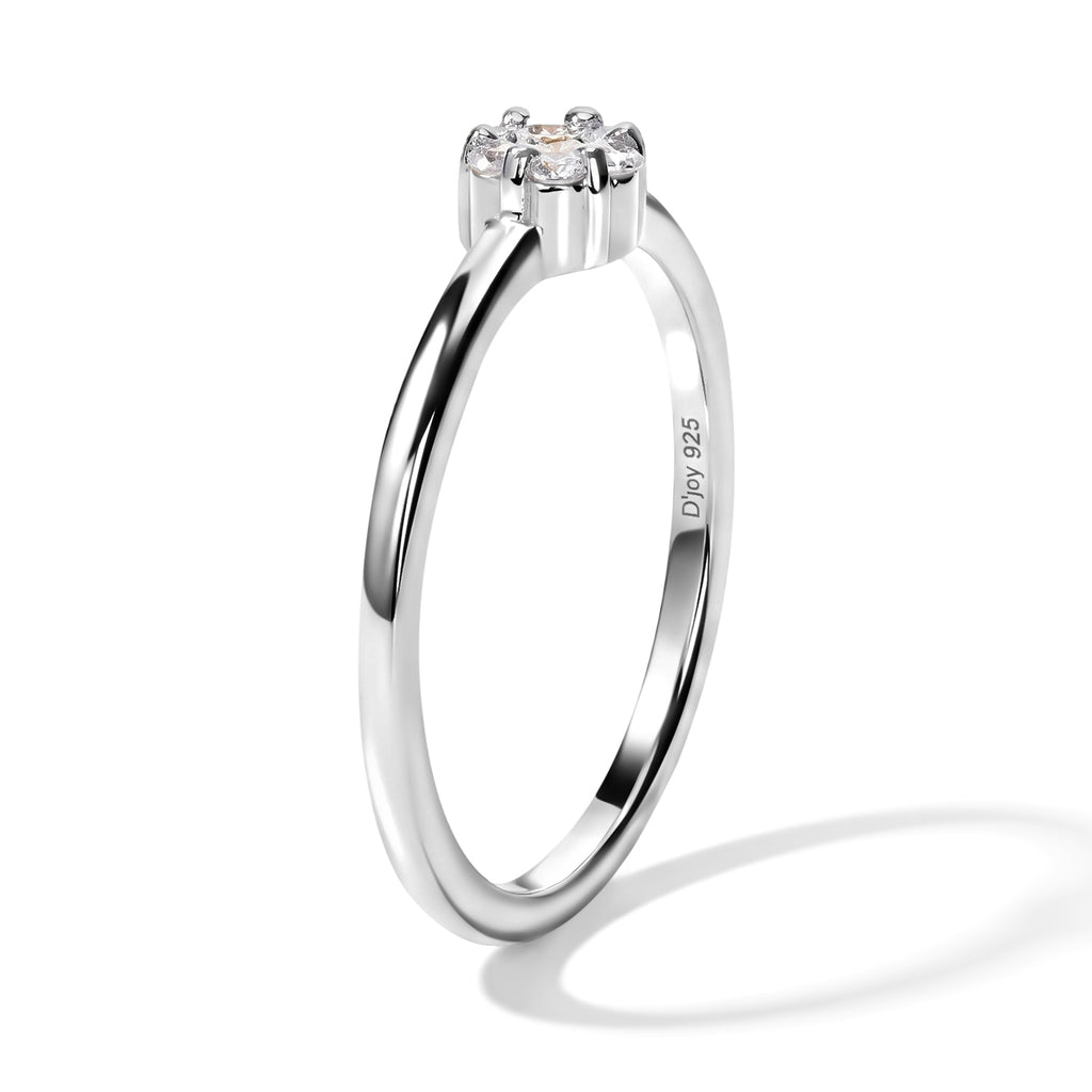 D'Joy - Lab Grown Diamond Cluster Ring in Platinum Overlay Sterling Silver_8780373_3
