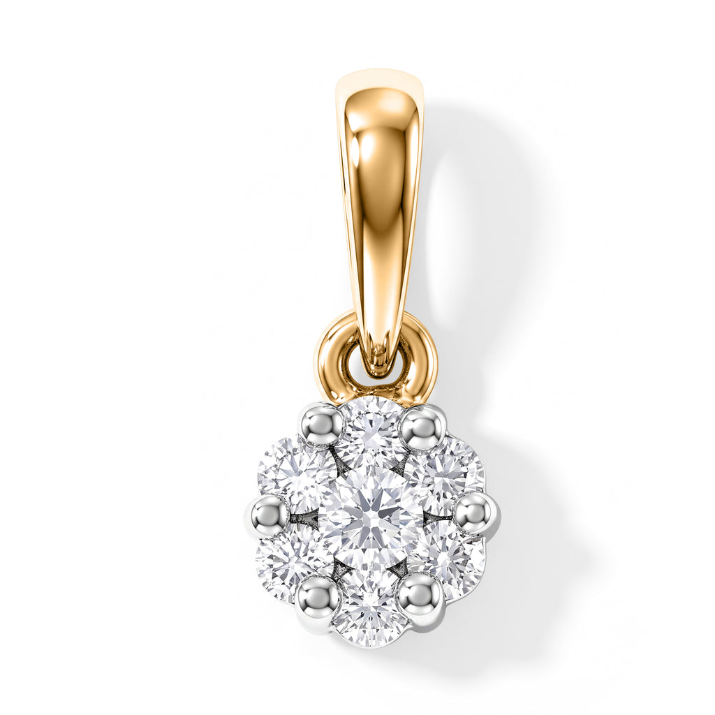 D'Joy - Lab Grown Diamond Cluster Pendant in Yellow Gold Plated Sterling Silver_8780387