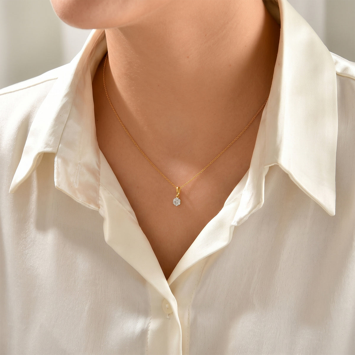 D'Joy - Lab Grown Diamond Cluster Pendant in Yellow Gold Plated Sterling Silver 8780387 2