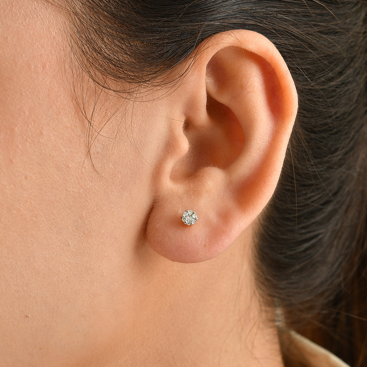 D'Joy - Lab Grown Diamond Cluster Earring with Push Post in Yellow Gold Plated Sterling Silver 8780389 1