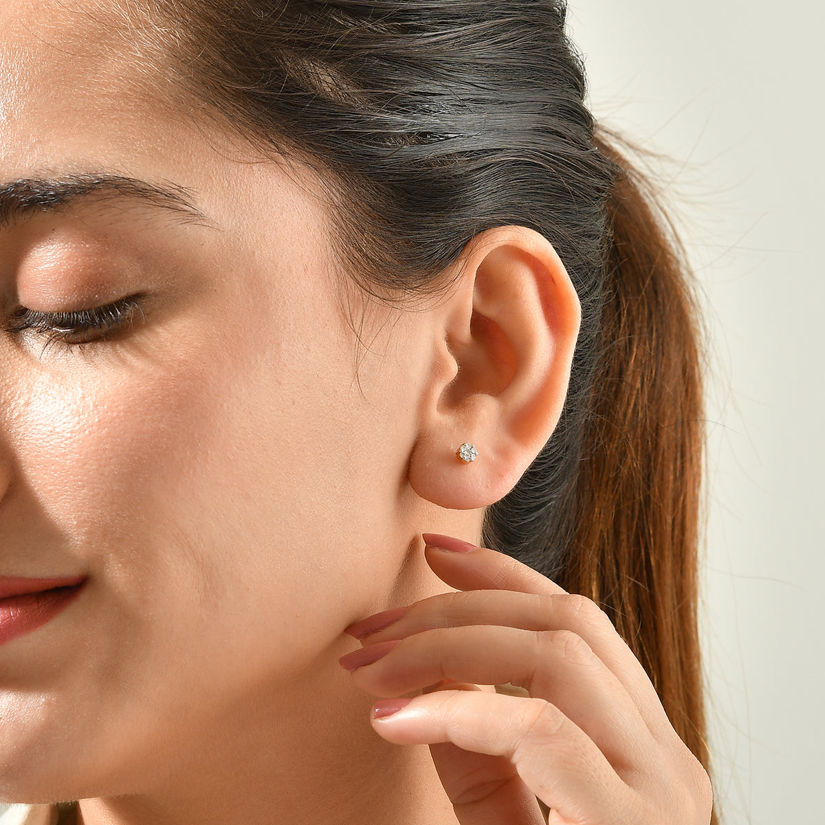 D'Joy - Lab Grown Diamond Cluster Earring with Push Post in Yellow Gold Plated Sterling Silver 8780389 2