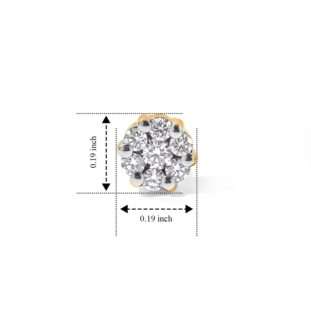 D'Joy - Lab Grown Diamond Cluster Earring with Push Post in Yellow Gold Plated Sterling Silver_8780389_4