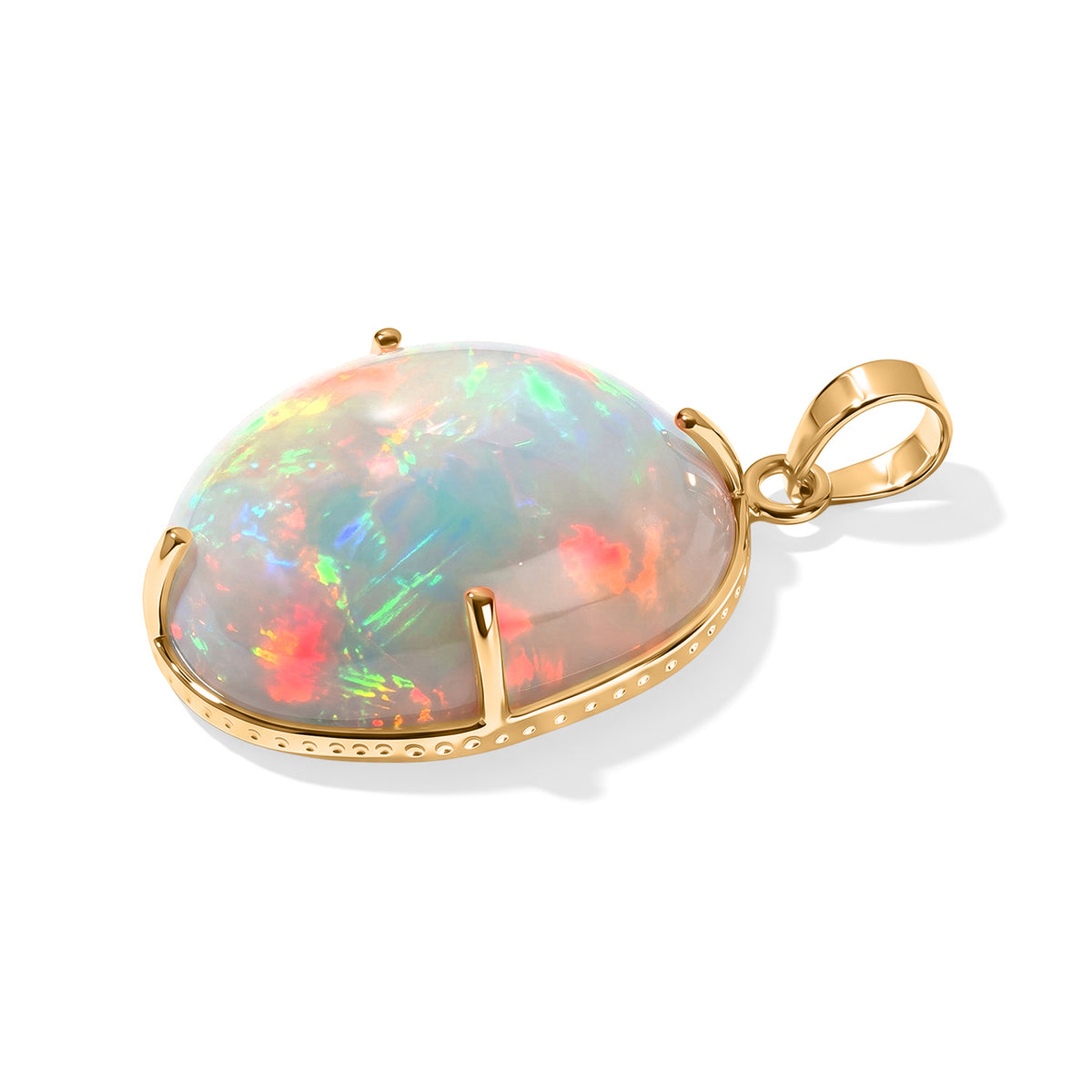 9K Yellow Gold AAA Ethiopian Opal Solitaire Pendant 11.10 Ct. 8780567 3