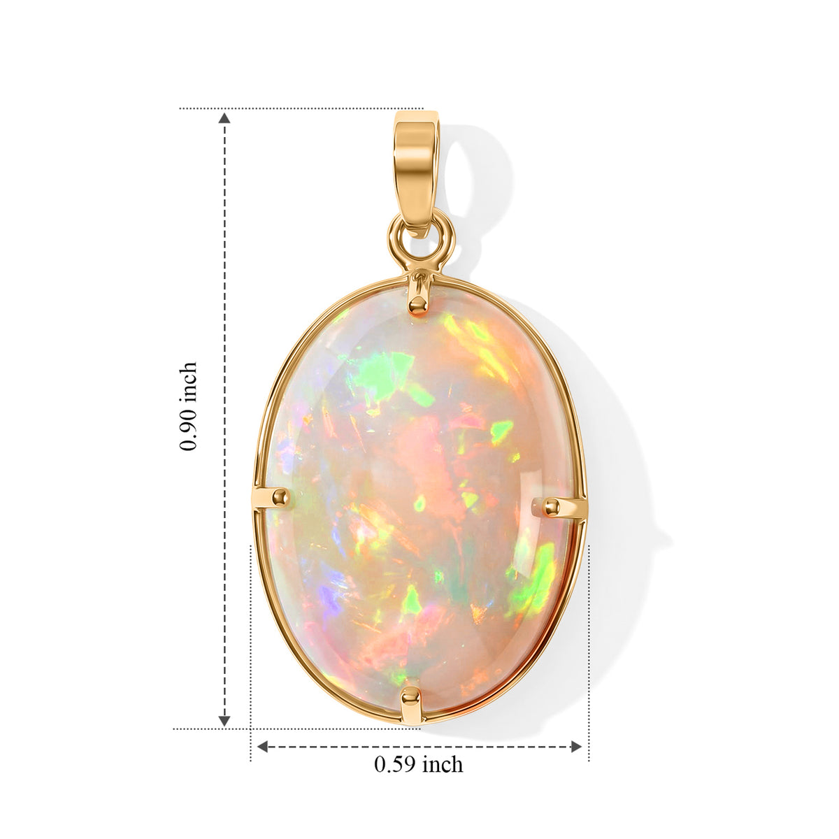 9K Yellow Gold AAA Ethiopian Opal Solitaire Pendant 11.10 Ct. 8780567 4