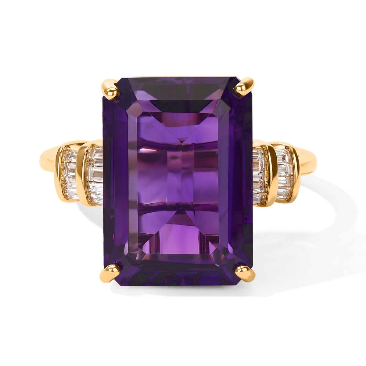9K Yellow Gold Natural Kariba AAAA Zambian Amethyst &amp; Natural White Diamond Ring 7.28 Ct, Gold Wt. 3.00 Gms 8780568 0