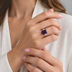9K Yellow Gold AAA Zambian Amethyst, White Diamond Main Stone With Side Stone Ring, Gold Wt.2.73 Gms  7.283  Ct._8780568_2