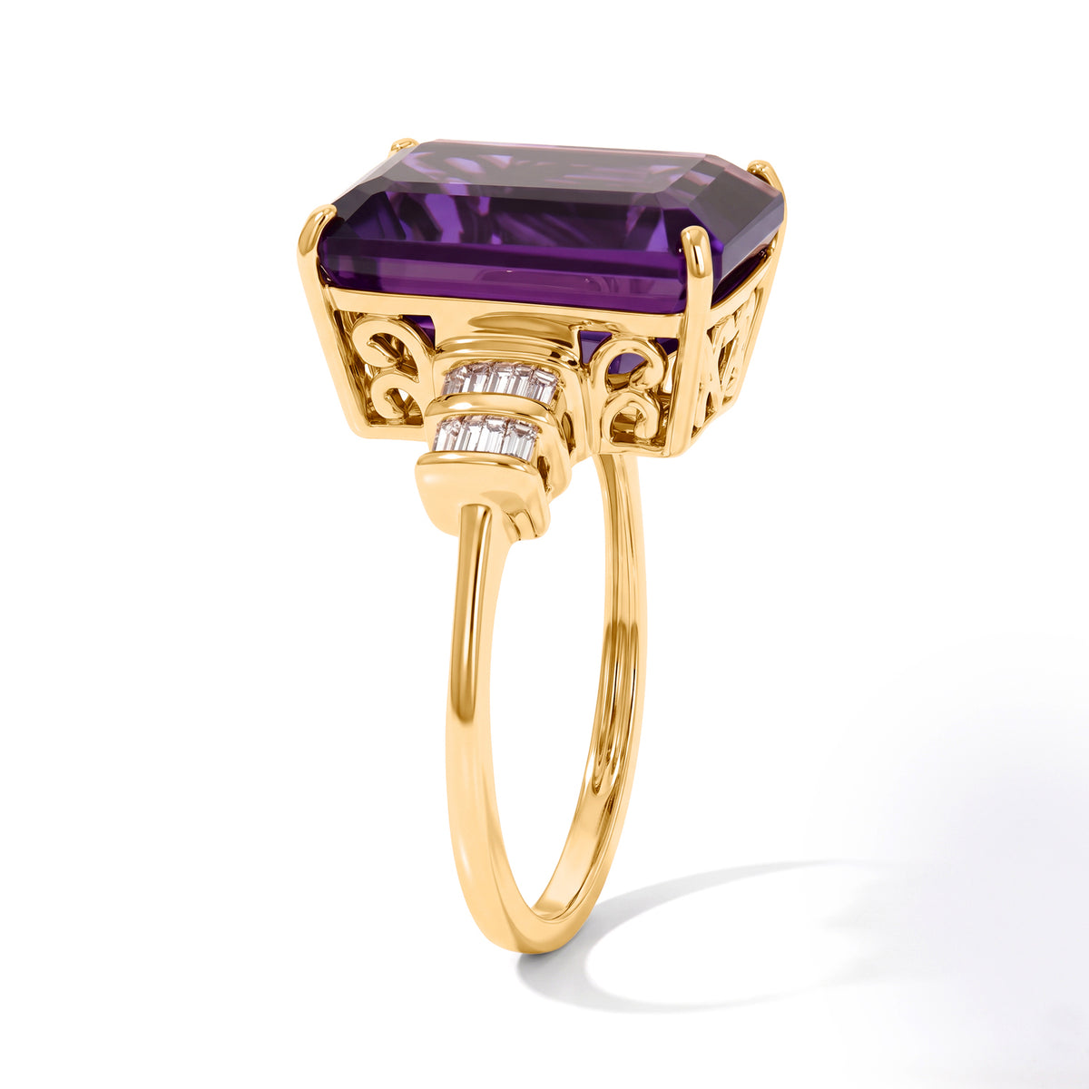 9K Yellow Gold Natural Kariba AAAA Zambian Amethyst &amp; Natural White Diamond Ring 7.28 Ct, Gold Wt. 3.00 Gms 8780568 3