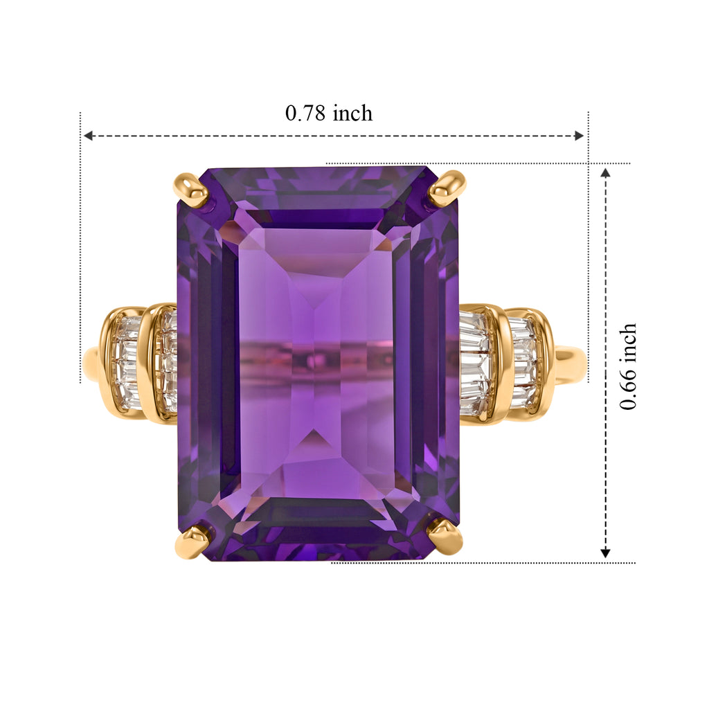 9K Yellow Gold AAA Zambian Amethyst, White Diamond Main Stone With Side Stone Ring, Gold Wt.2.73 Gms  7.283  Ct._8780568_5
