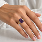 9K Yellow Gold AAA Zambian Amethyst & Natural White Diamond Ring  7.28 Ct, Gold Wt. 3.00 Gms_8780590_1