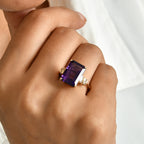 9K Yellow Gold AAA Zambian Amethyst & Natural White Diamond Ring  7.28 Ct, Gold Wt. 3.00 Gms_8780590_2