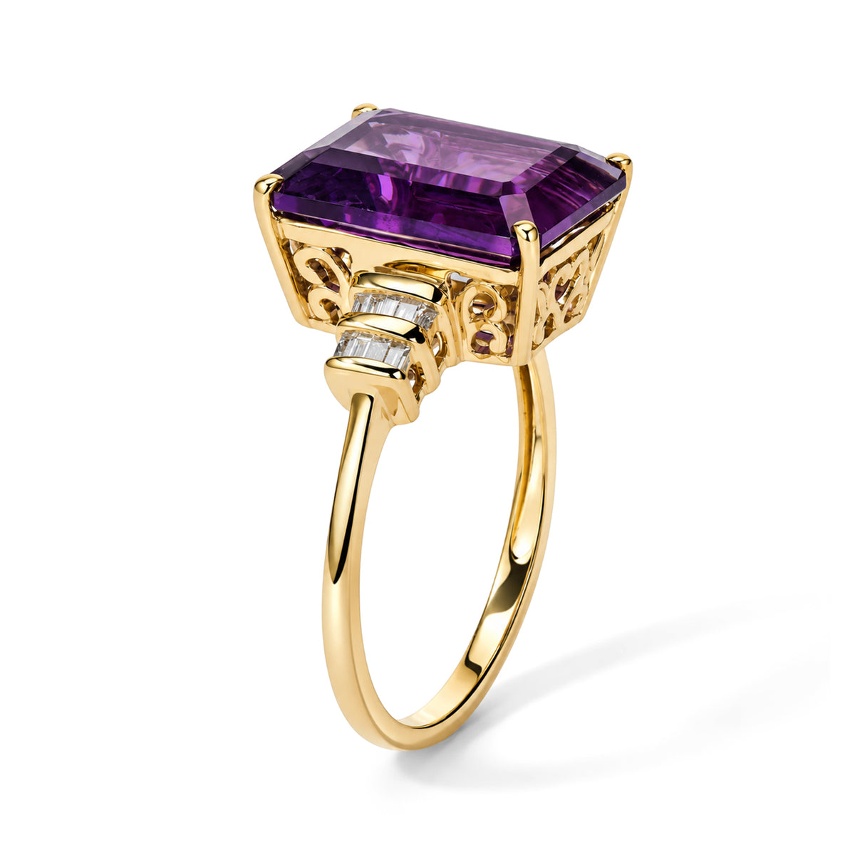9K Yellow Gold AAA Zambian Amethyst &amp; Natural White Diamond Ring  7.28 Ct, Gold Wt. 3.00 Gms 8780590 3