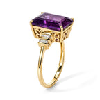 9K Yellow Gold AAA Zambian Amethyst & Natural White Diamond Ring  7.28 Ct, Gold Wt. 3.00 Gms_8780590_3