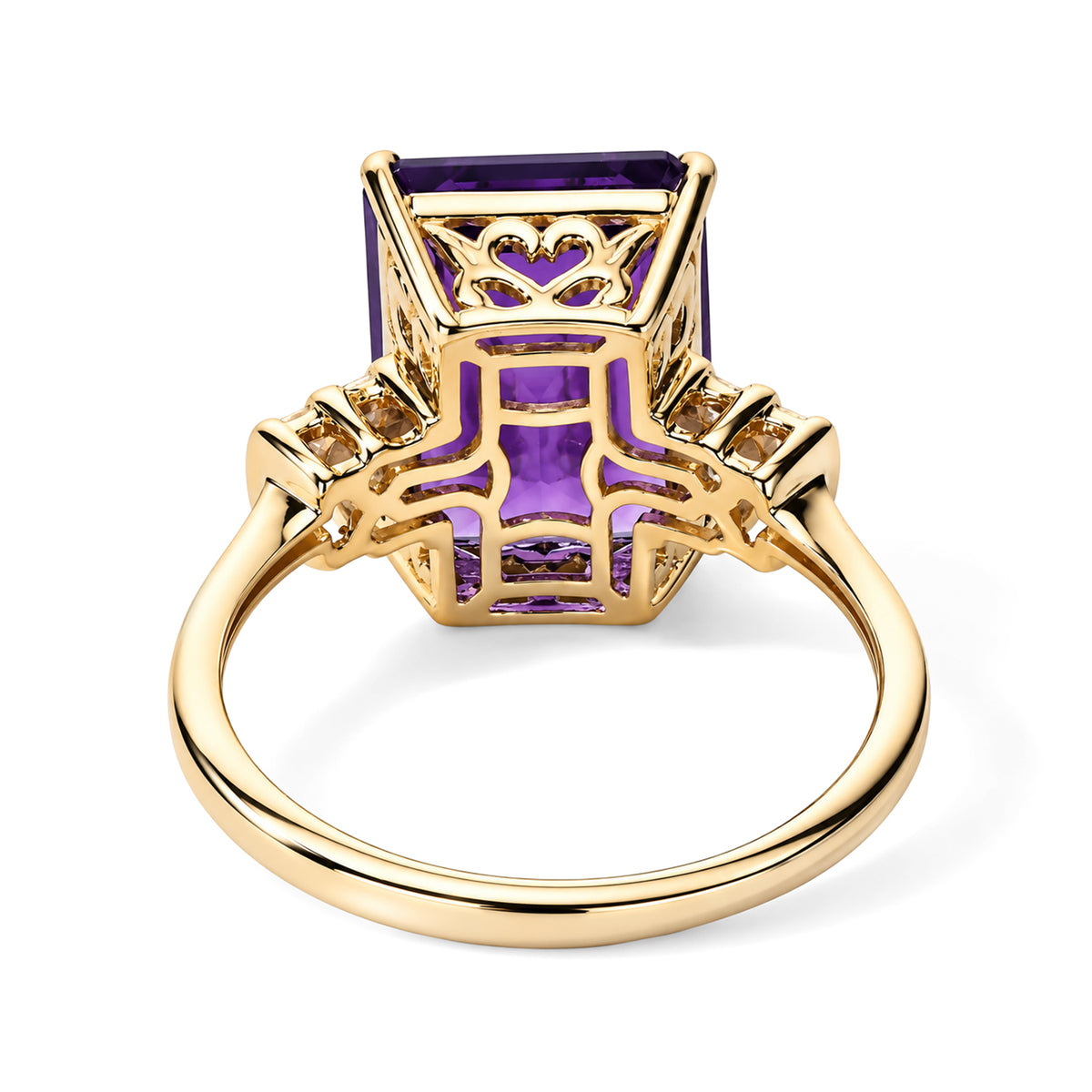9K Yellow Gold AAA Zambian Amethyst &amp; Natural White Diamond Ring  7.28 Ct, Gold Wt. 3.00 Gms 8780590 4