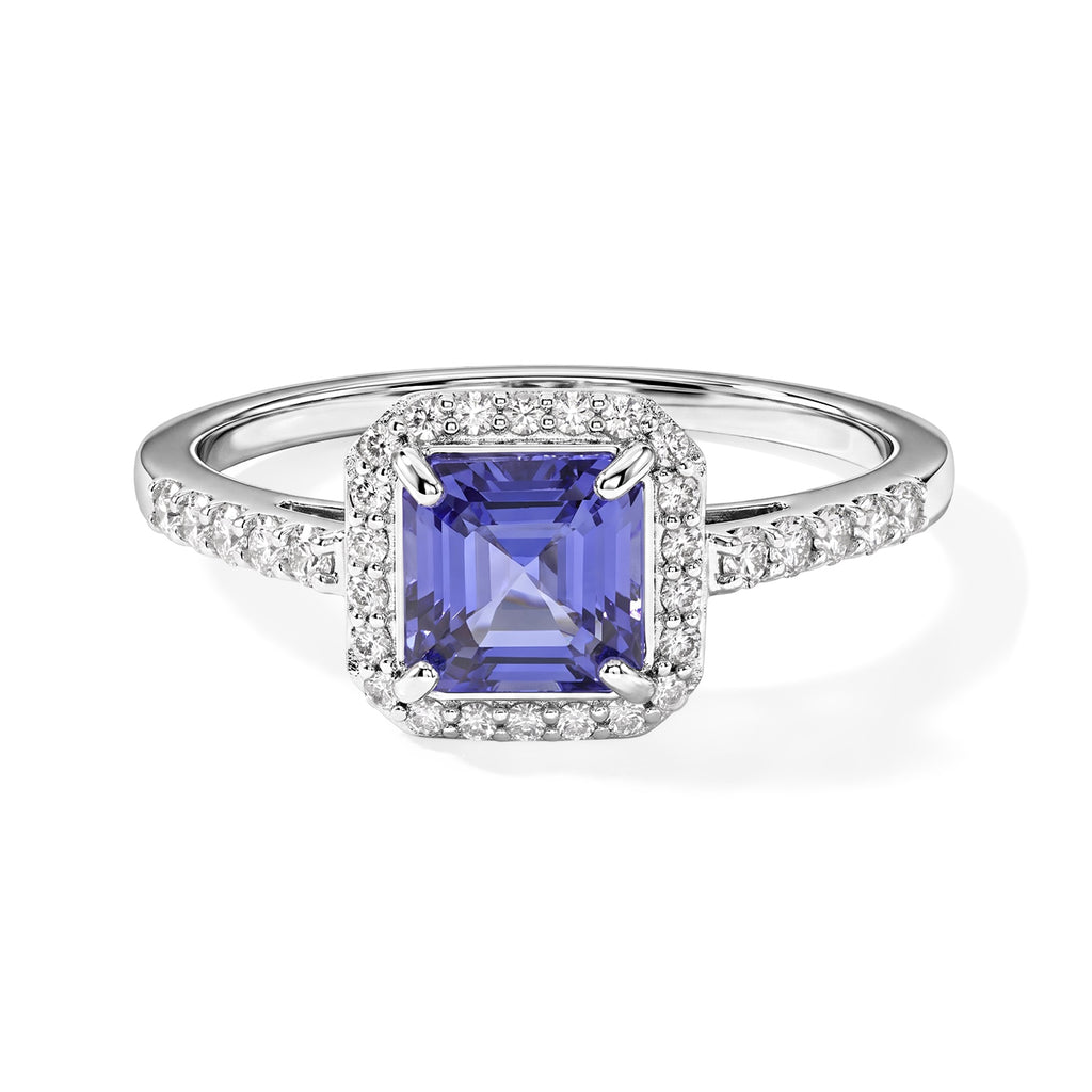 Luxuriant Tanzanite, Lab Grown Diamond Ring in Rhodium OverlaySterling Silver  1.950  Ct._8780593