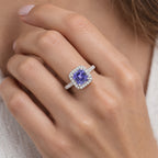 Luxuriant Tanzanite, Lab Grown Diamond Ring in Rhodium OverlaySterling Silver  1.950  Ct._8780593_1
